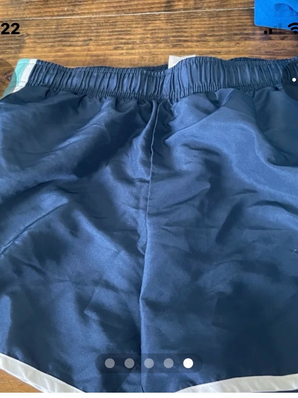 Navy Athletic Shorts with White and mint trim